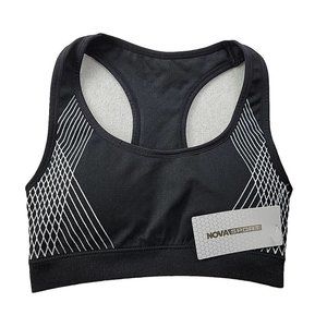 NEW Nova Sport Got The Power Seamless Women's S Black Sports Bra Removable Pads